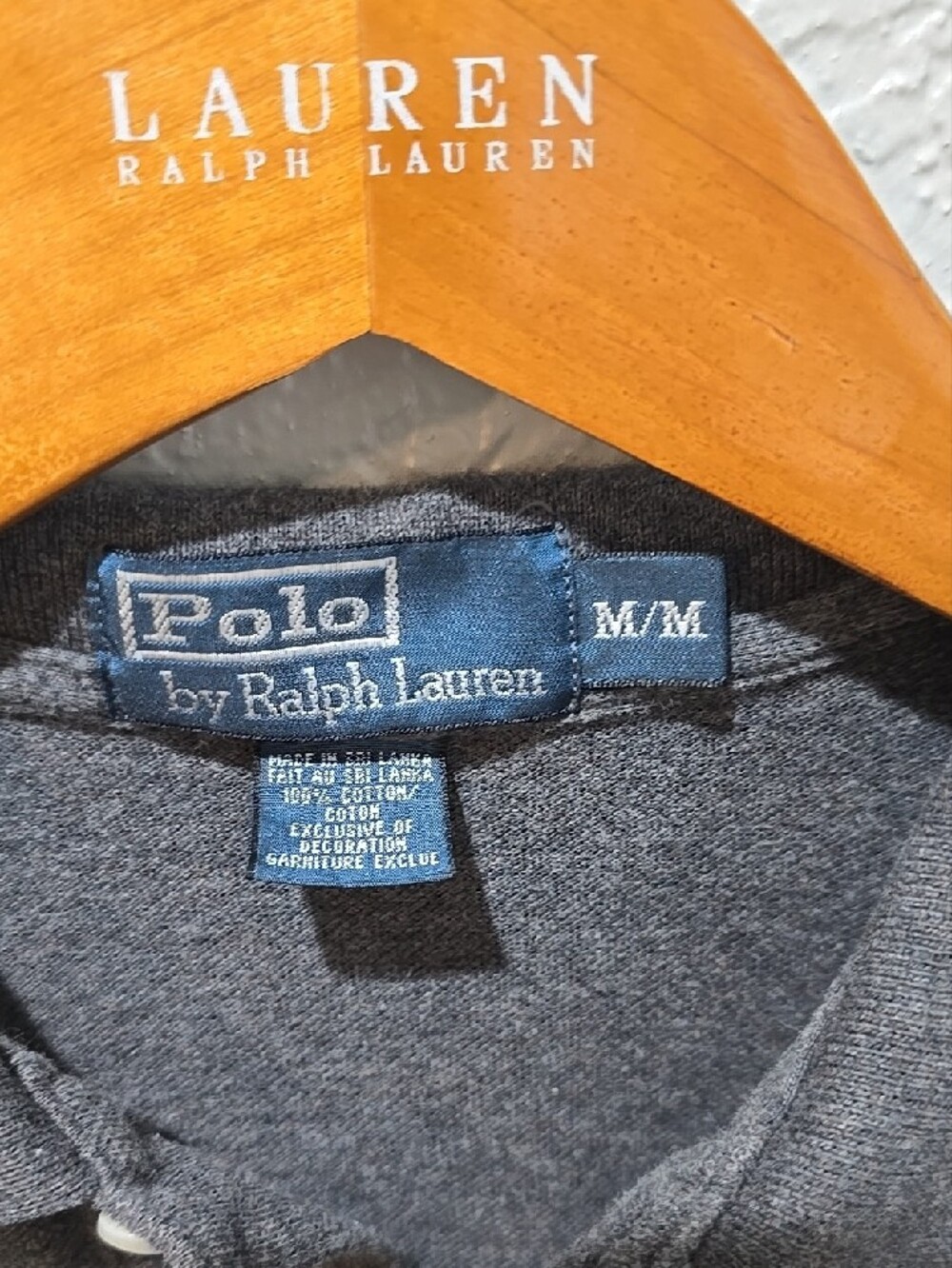 Polo by Ralph Lauren Charcoal Gray Polo with Gold Crest & White Sleeve Patch - Picture 2 of 5